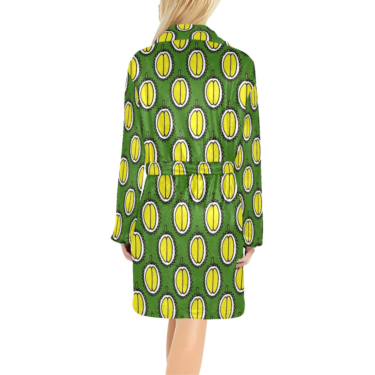 Durian Pattern Print Design DR01 Women's Fleece Robe