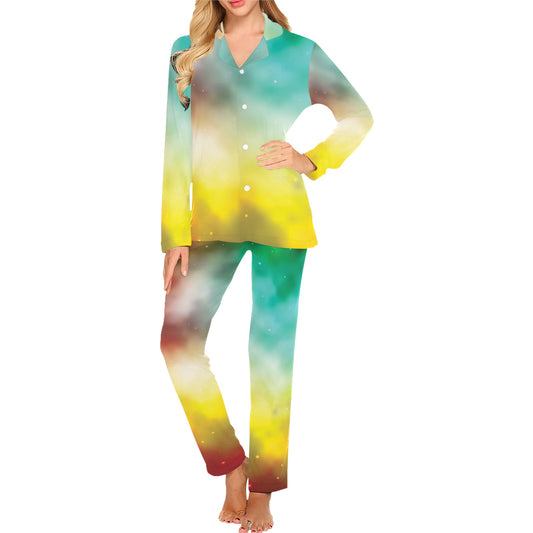 Nebula Pattern Print Design A04 Women's Long Pajama Set