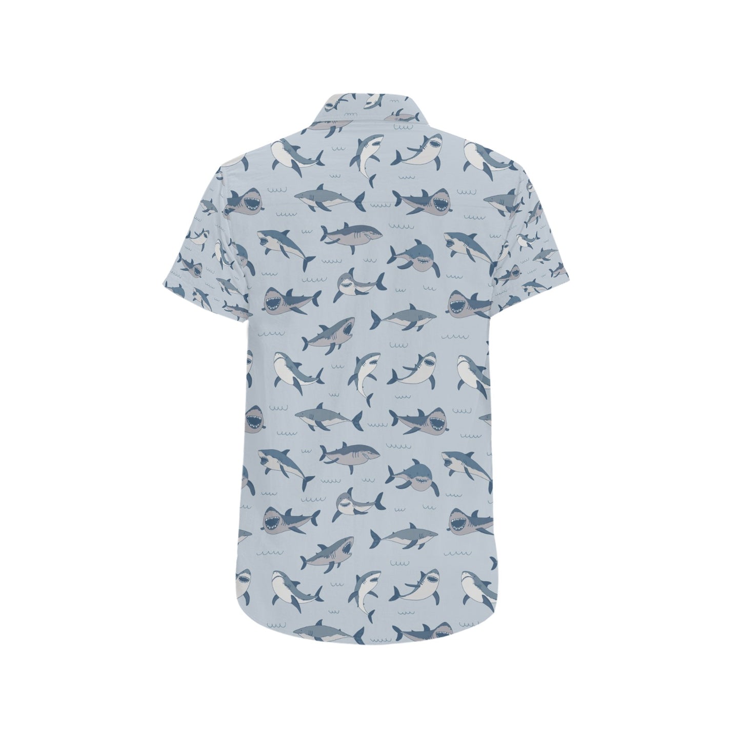 Shark Print Design LKS304 Men Short Sleeve Button Up Shirt