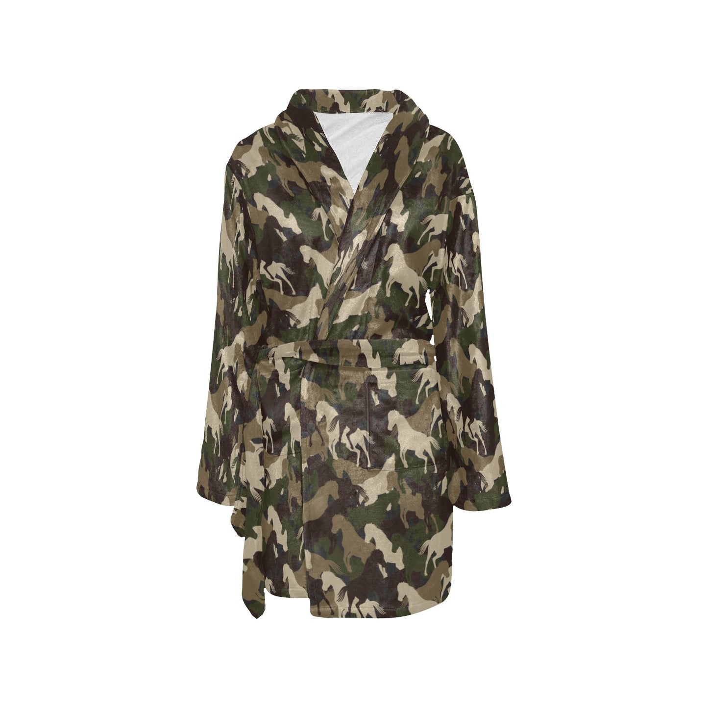 Horse Camo Themed Design Print Women's Fleece Robe