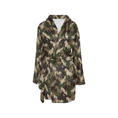Horse Camo Themed Design Print Women's Fleece Robe