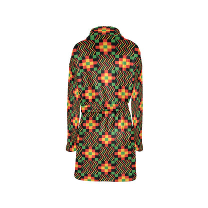 Kente Pattern Print Design 01 Women's Fleece Robe
