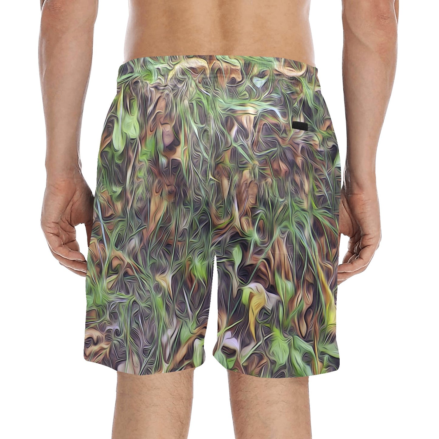 Camouflage Realistic Tree Print Men's Swim Trunks Beach Shorts