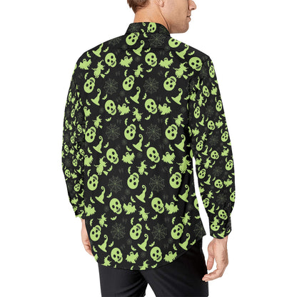 Witch Halloween Print Design LKS306 Men's Long Sleeve Dress Shirt