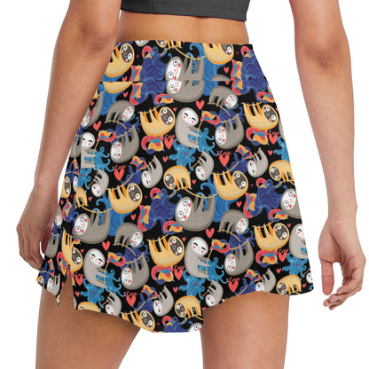 Sloth Cartoon Design Themed Print 17" Golf & Pickleball Skort with Pockets