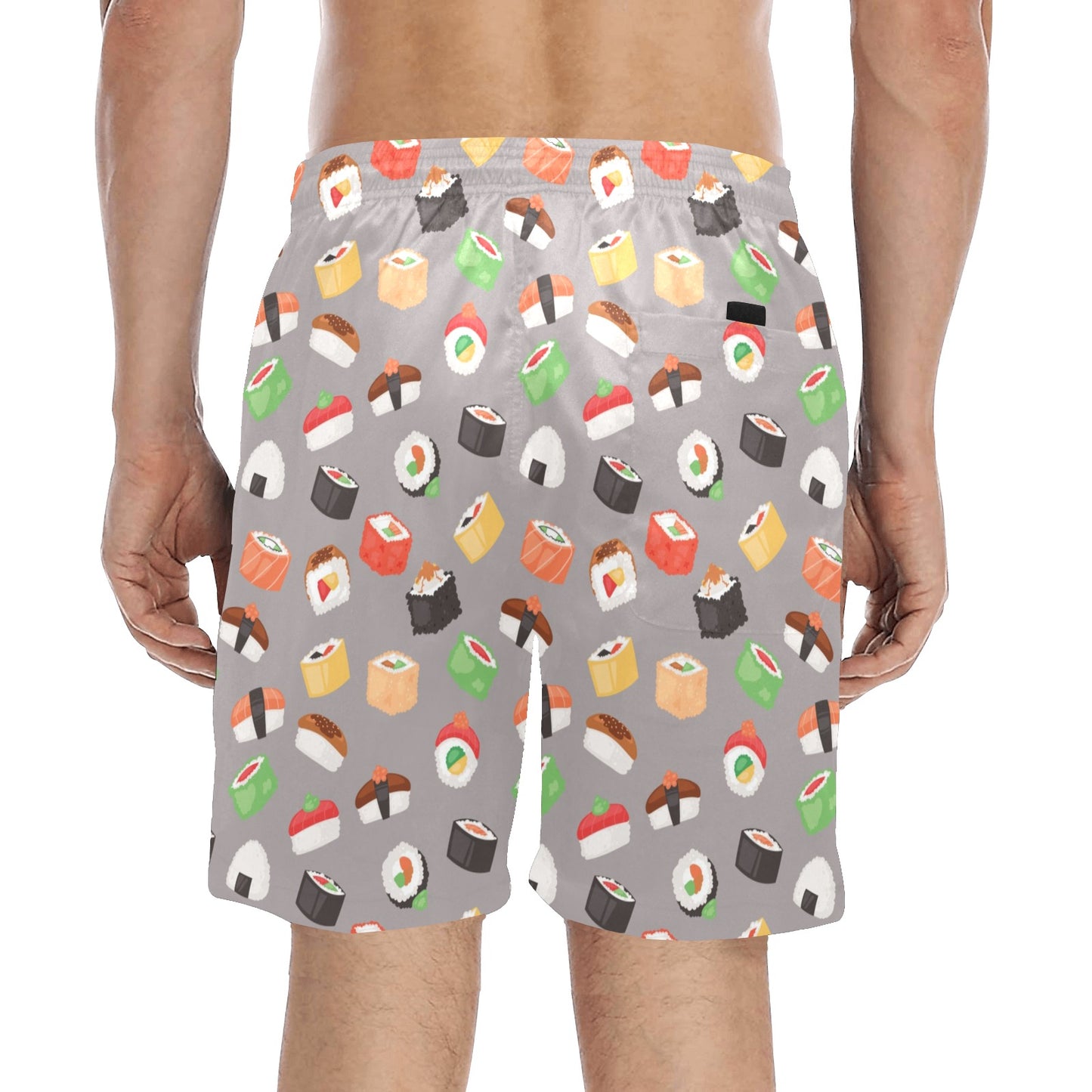 Sushi Print Design LKS307 Men's Swim Trunks Beach Shorts
