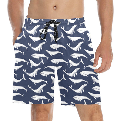 Whale Print Design LKS308 Men's Swim Trunks Beach Shorts
