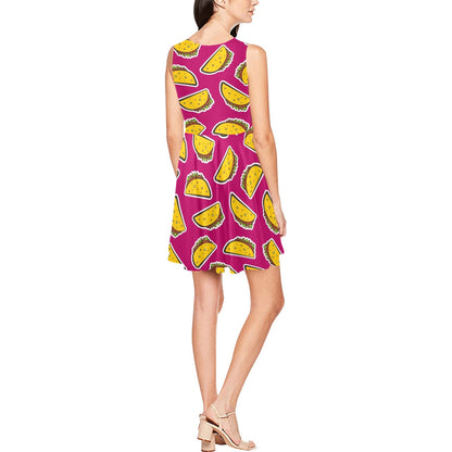 Taco Pattern Print Design TC01 Sleeveless Dress