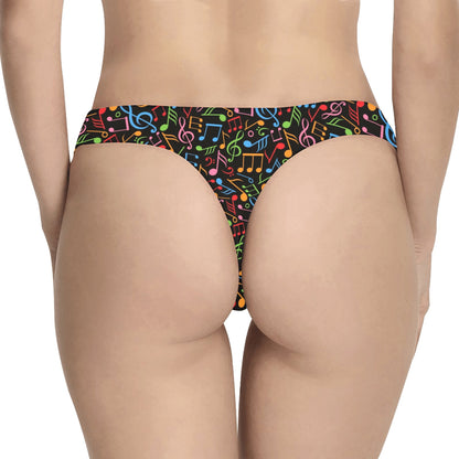 Music Note Colorful Themed Print Women's Thongs