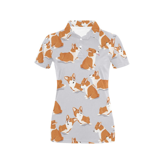 Pembroke Welsh Corgis Pattern Print Design A04 Women's Polo Shirt