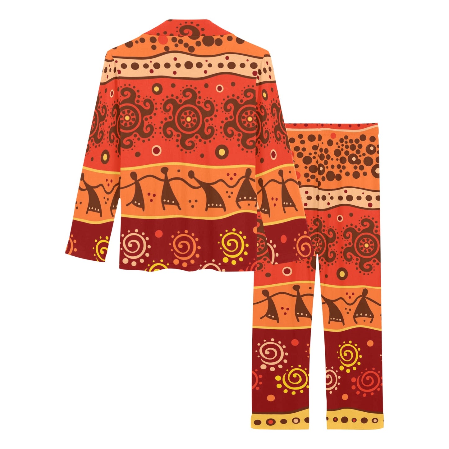 African Pattern Print Design 04 Women's Long Pajama Set