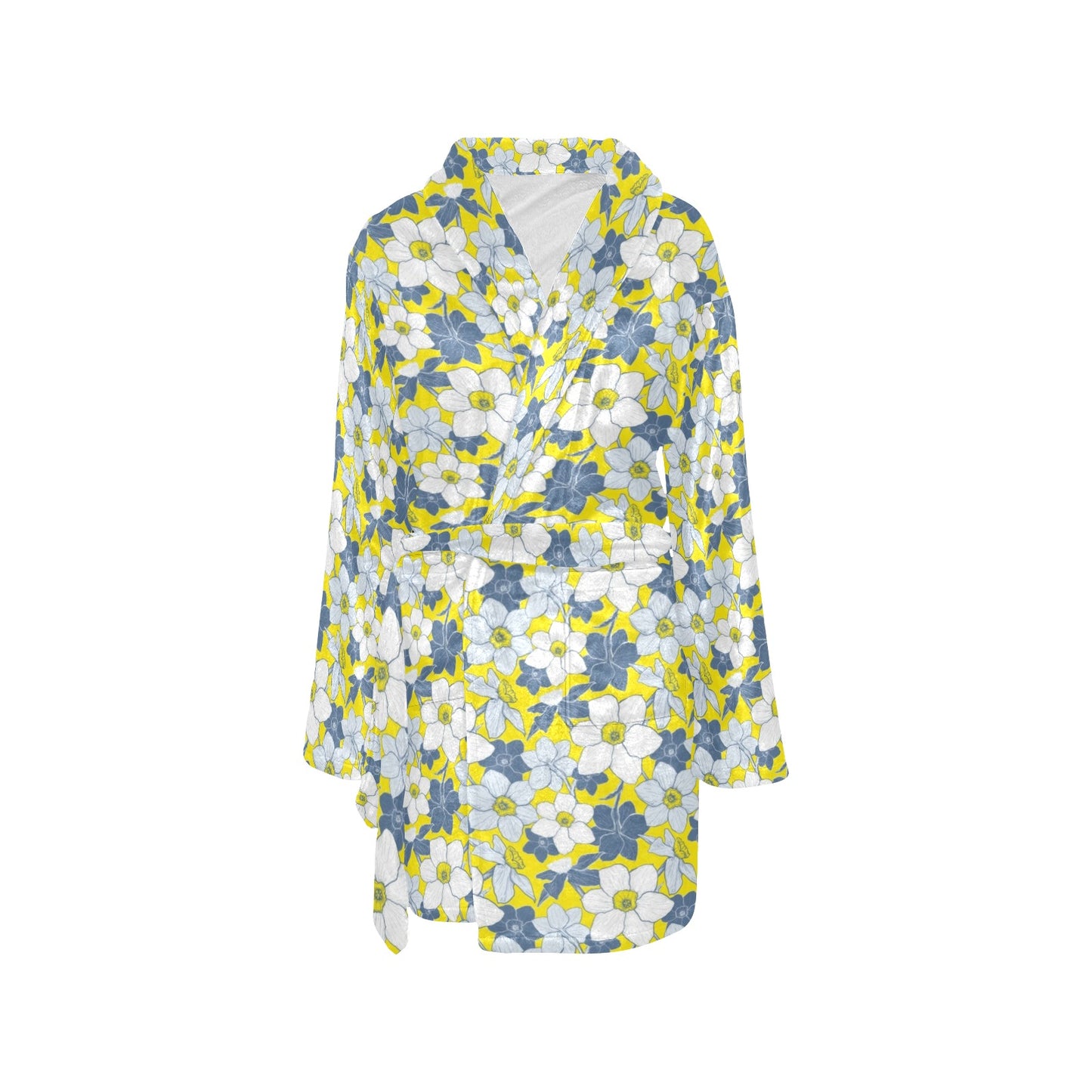 Daffodils Pattern Print Design 01 Women's Fleece Robe
