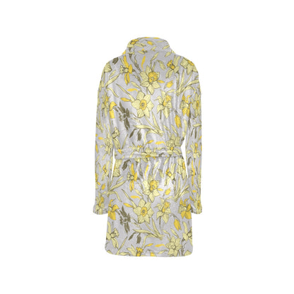 Daffodils Pattern Print Design DF05 Women's Fleece Robe
