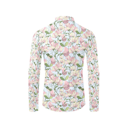 Sweet Pea Print Design LKS304 Men's Long Sleeve Dress Shirt