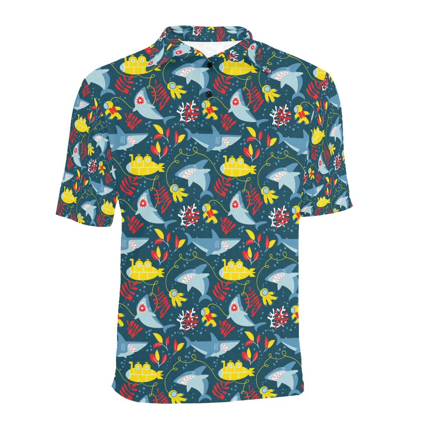 Scuba With Sharks Print Design LKS303 Men Polo Shirt