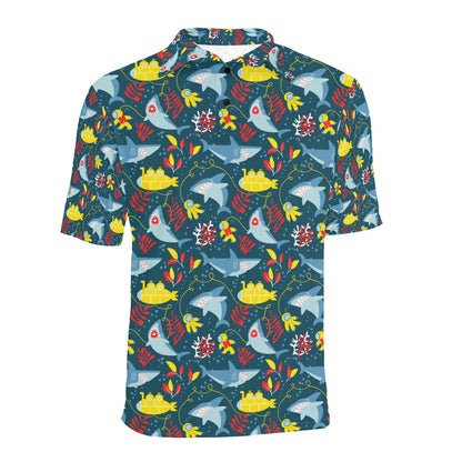 Scuba With Sharks Print Design LKS303 Men Polo Shirt
