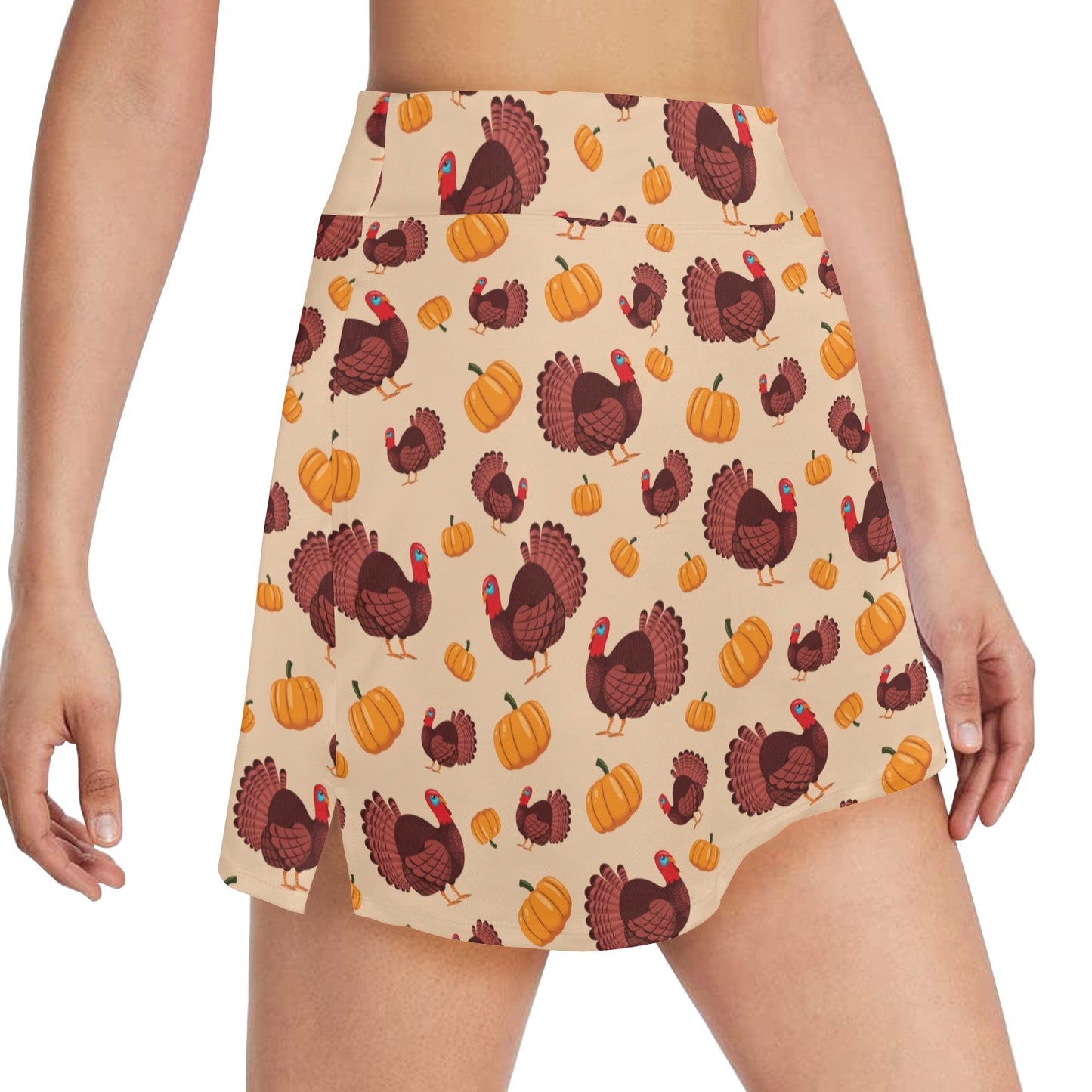 Thanksgiving Print Design LKS308 17" Golf & Pickleball Skort with Pockets