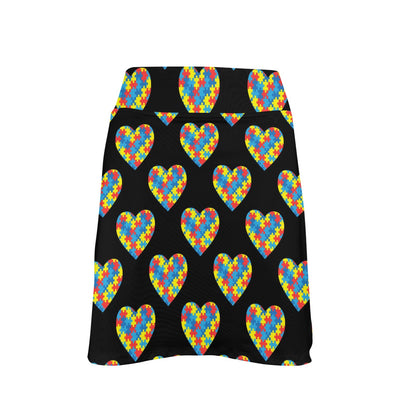 Autism Awareness Heart Design Print 17" Golf & Pickleball Skort with Pockets