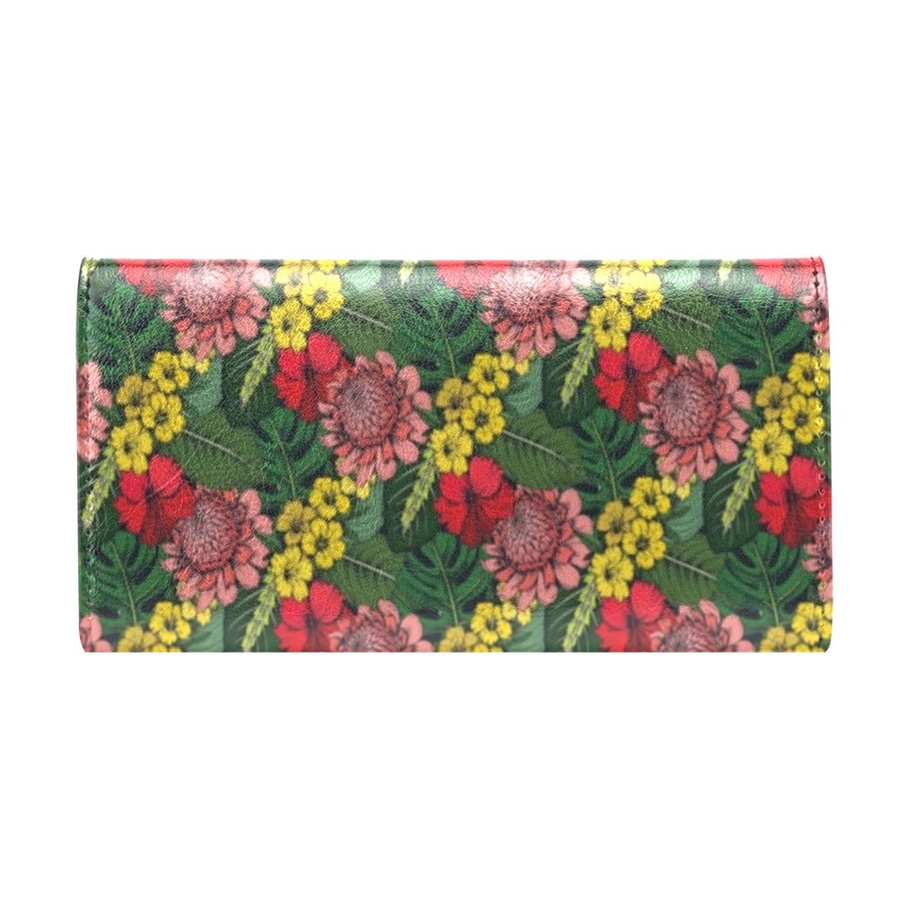 Summer Floral Print Design LKS305 Women's Trifold Wallet