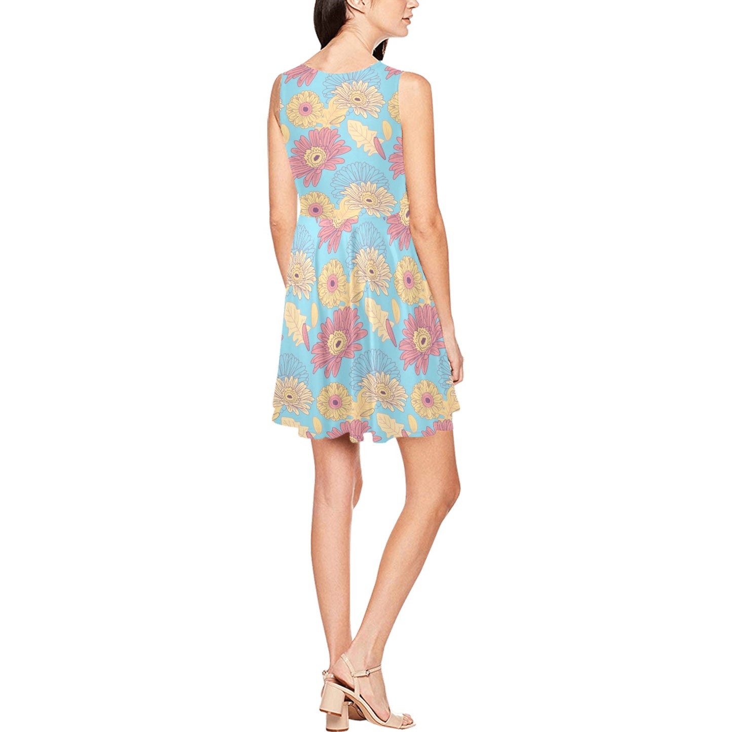 Gerberas Pattern Print Design GB04 Sleeveless Dress