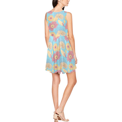 Gerberas Pattern Print Design GB04 Sleeveless Dress