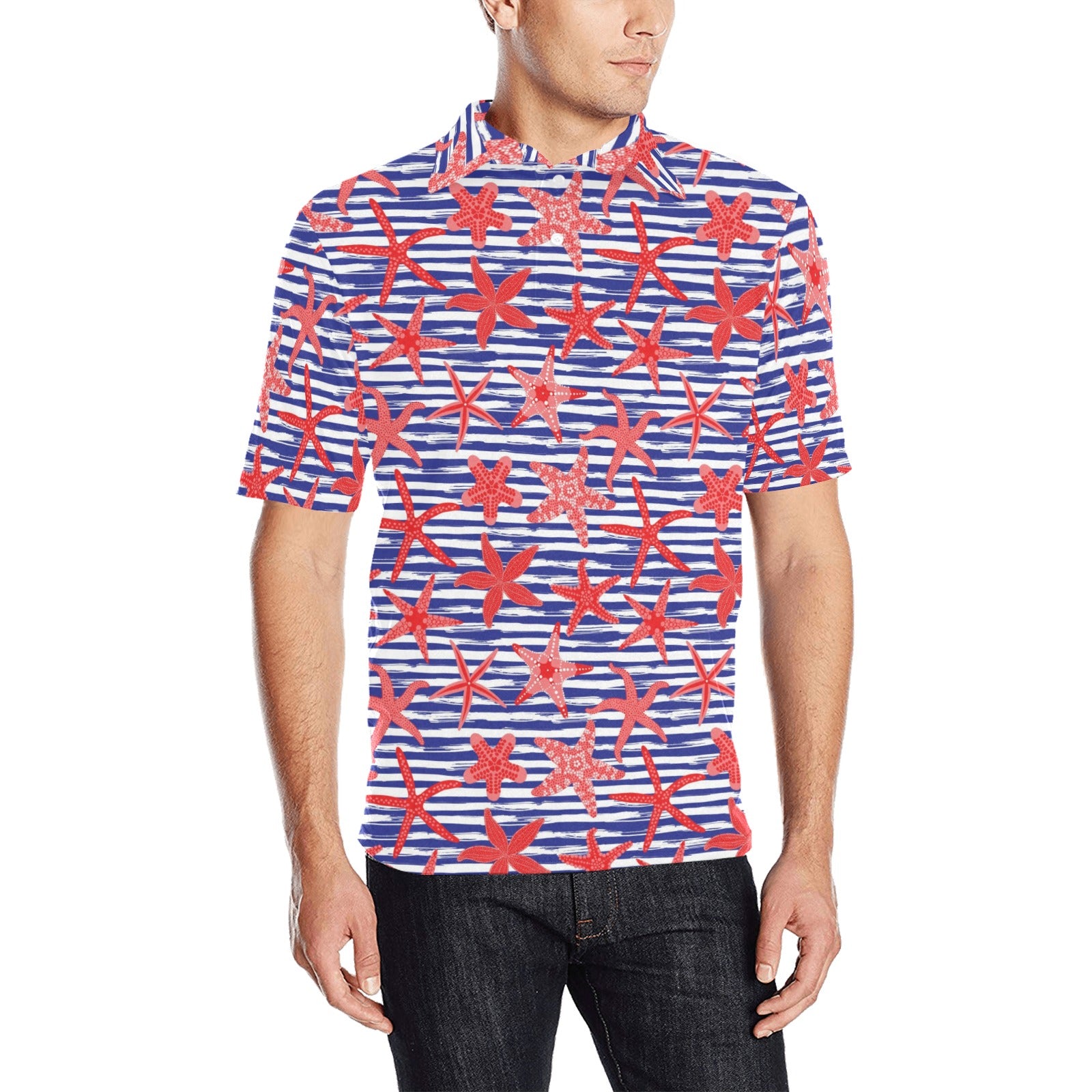 Starfish Print Design LKS401 Men Polo Shirt