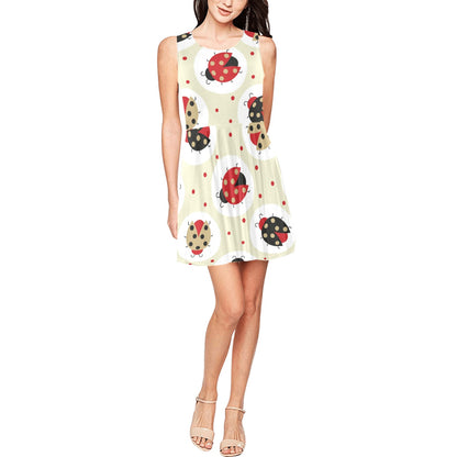 Ladybug Pattern Print Design 03 Sleeveless Dress