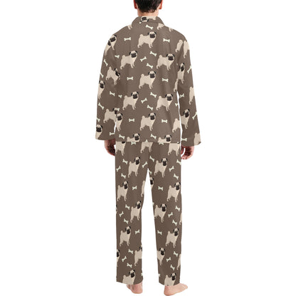 Pug Pattern Print Design A02 Men's Long Pajama Set