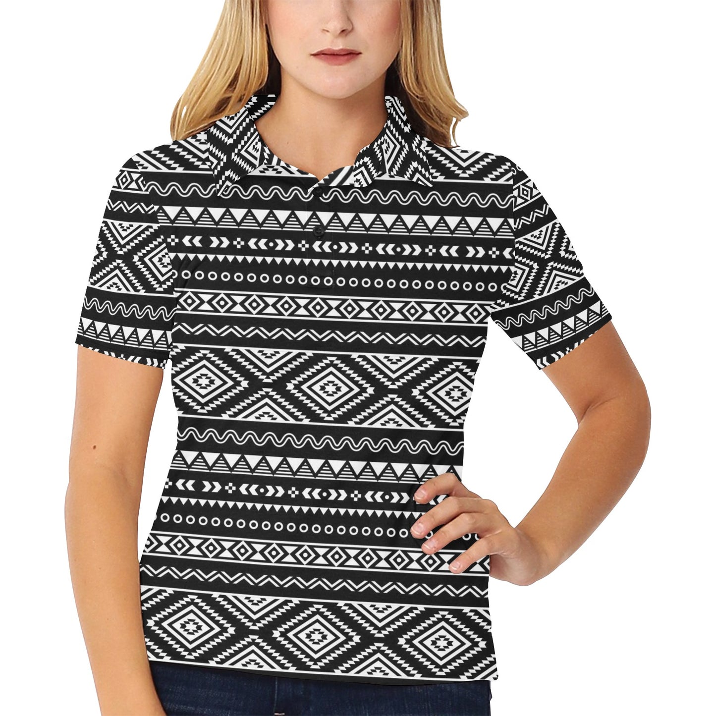 Tribal Pattern Print Design LKS301 Women's Polo Shirt