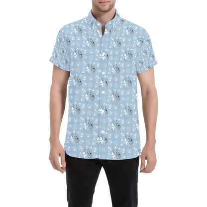Scottish Terriers Print Design LKS308 Men Short Sleeve Button Up Shirt