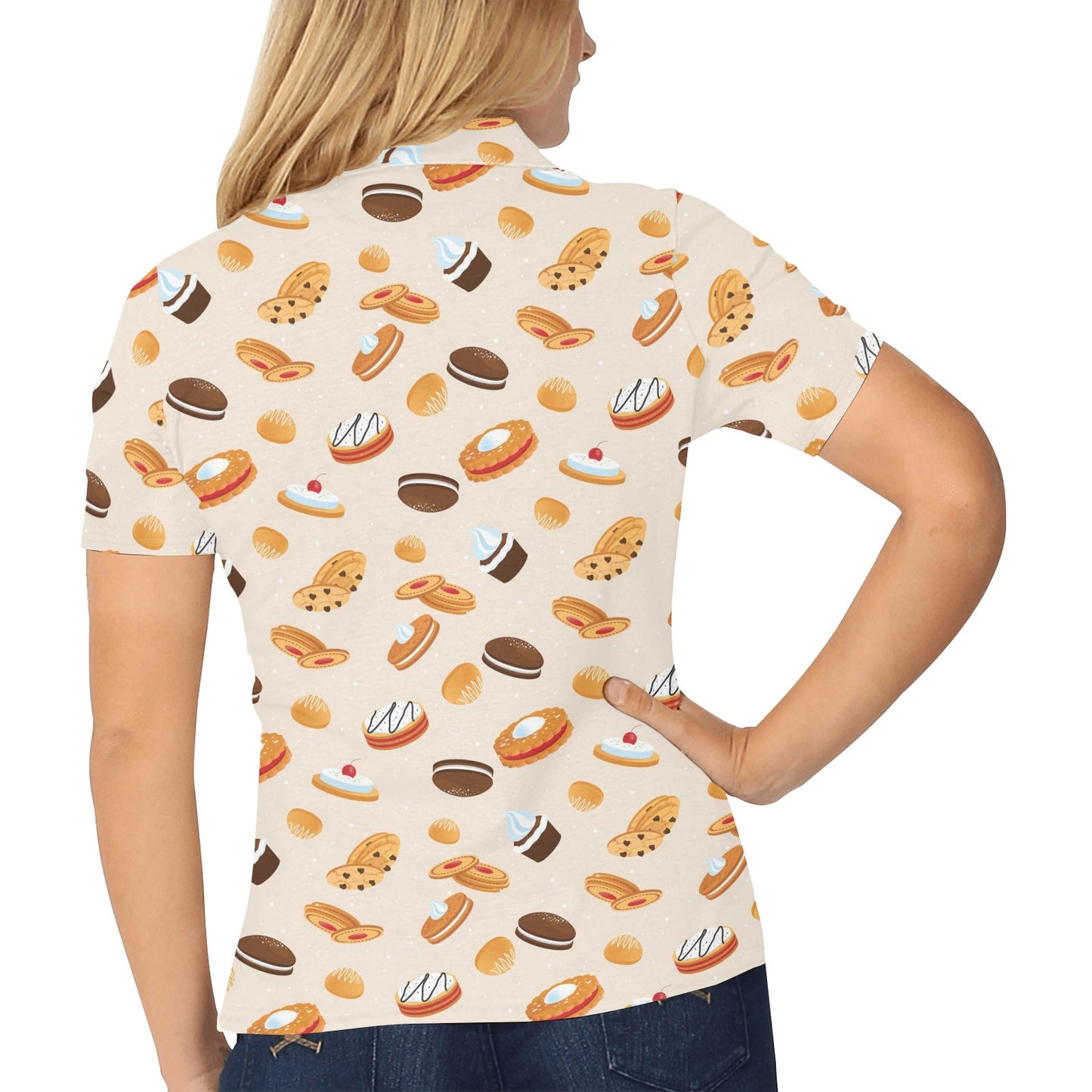 Biscuit Pattern Print Design 01 Women's Polo Shirt