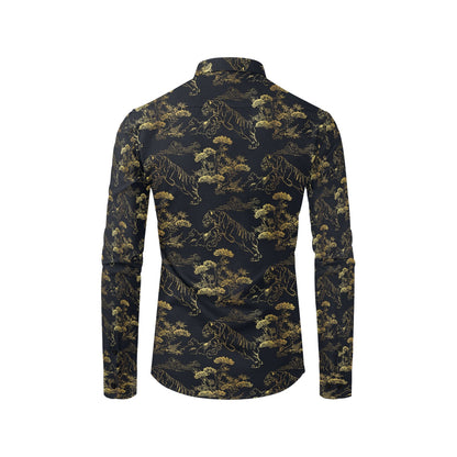 Tiger Japan Style Print Design LKS305 Men's Long Sleeve Dress Shirt