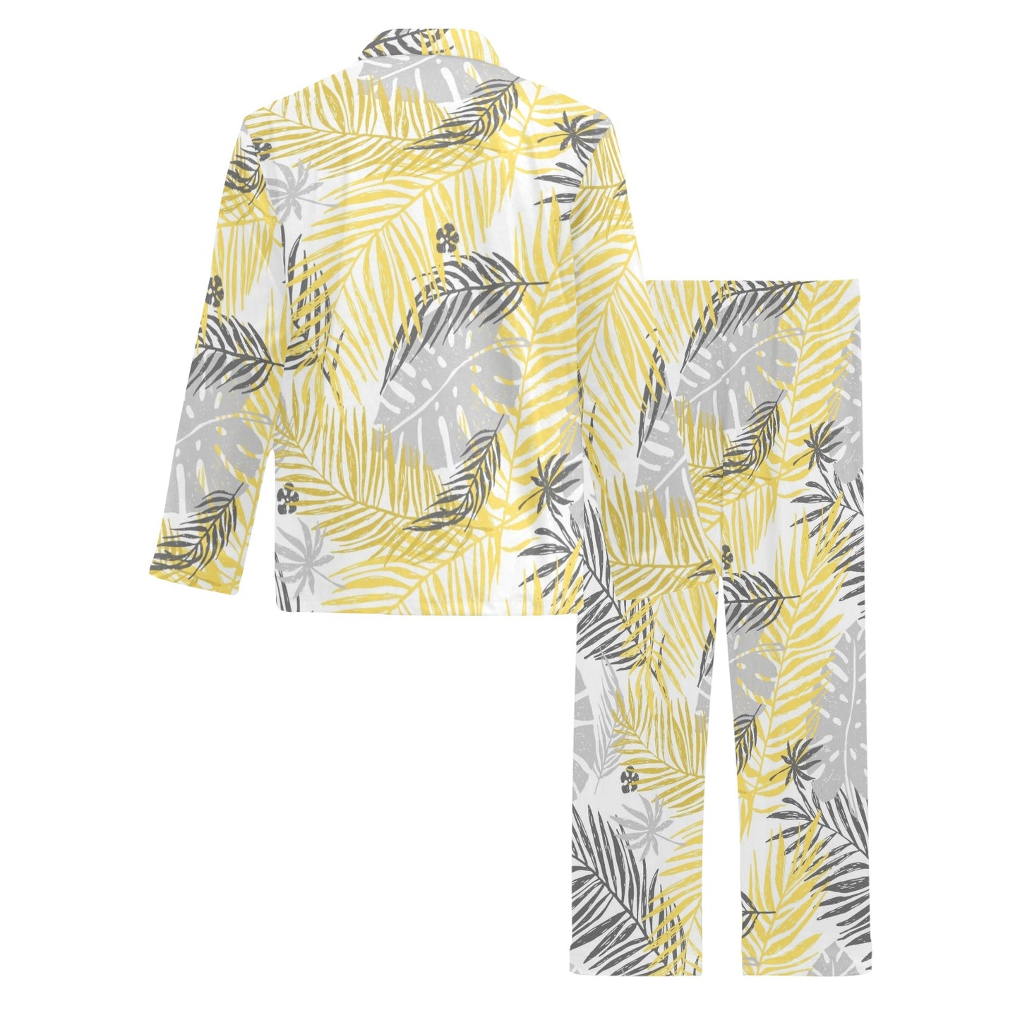 Palm Leaves Pattern Print Design PL012 Men's Long Pajama Set