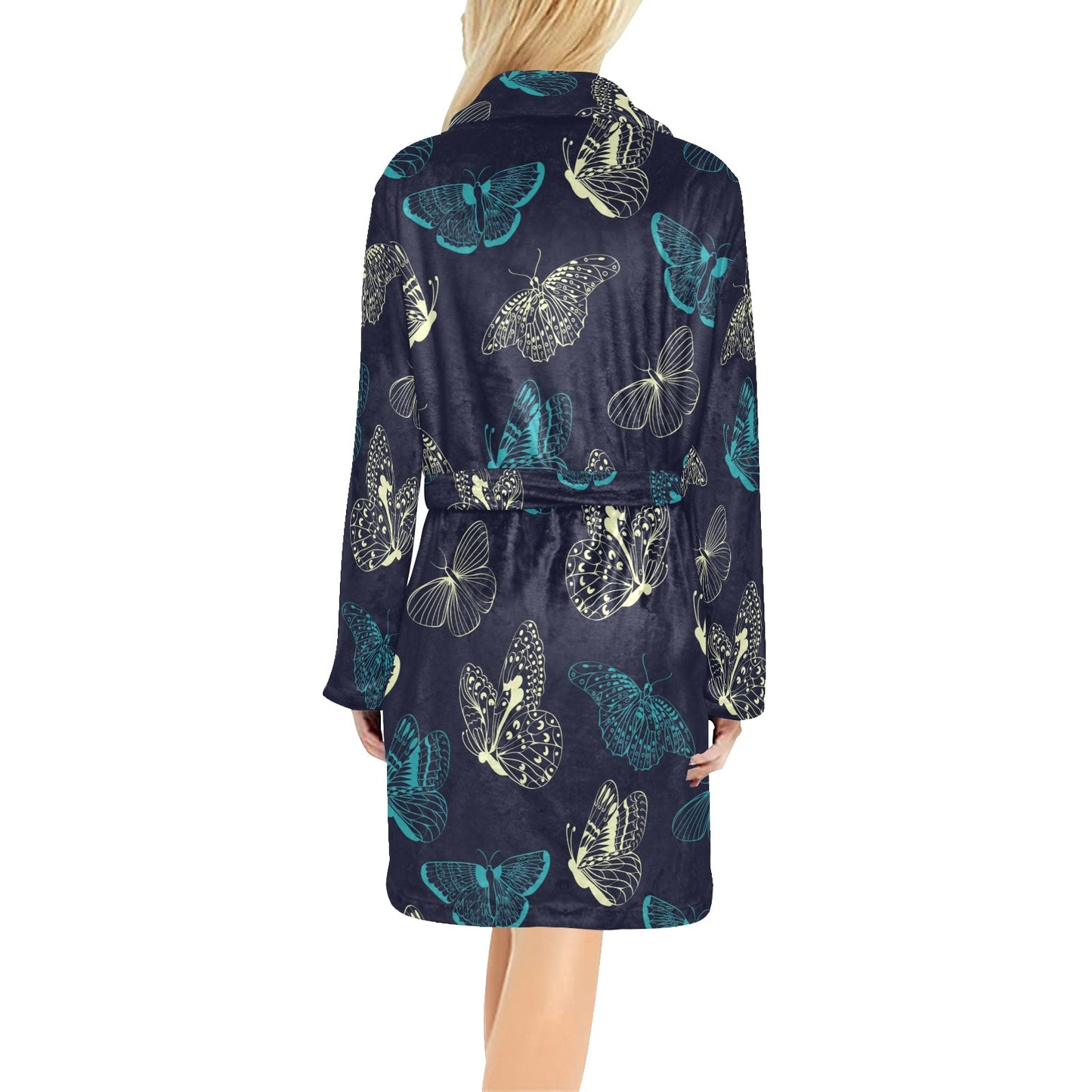 Monarch Butterfly Pattern Print Design 01 Women's Fleece Robe