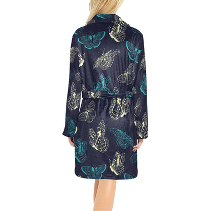 Monarch Butterfly Pattern Print Design 01 Women's Fleece Robe