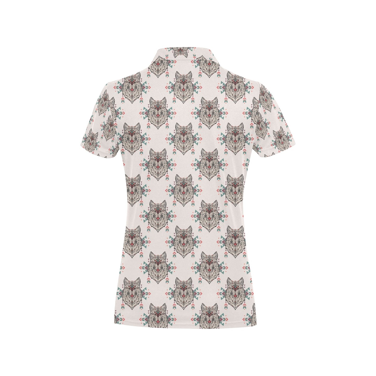Aztec Wolf Pattern Print Design 01 Women's Polo Shirt