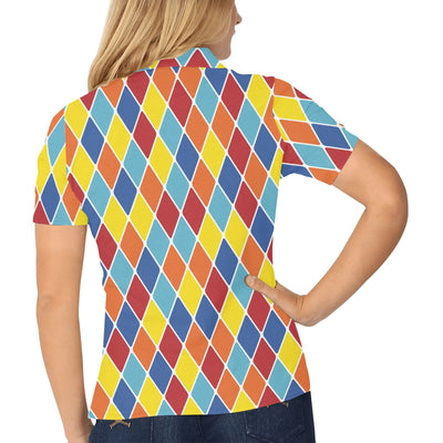 Harlequin Pattern Print Design 01 Women's Polo Shirt