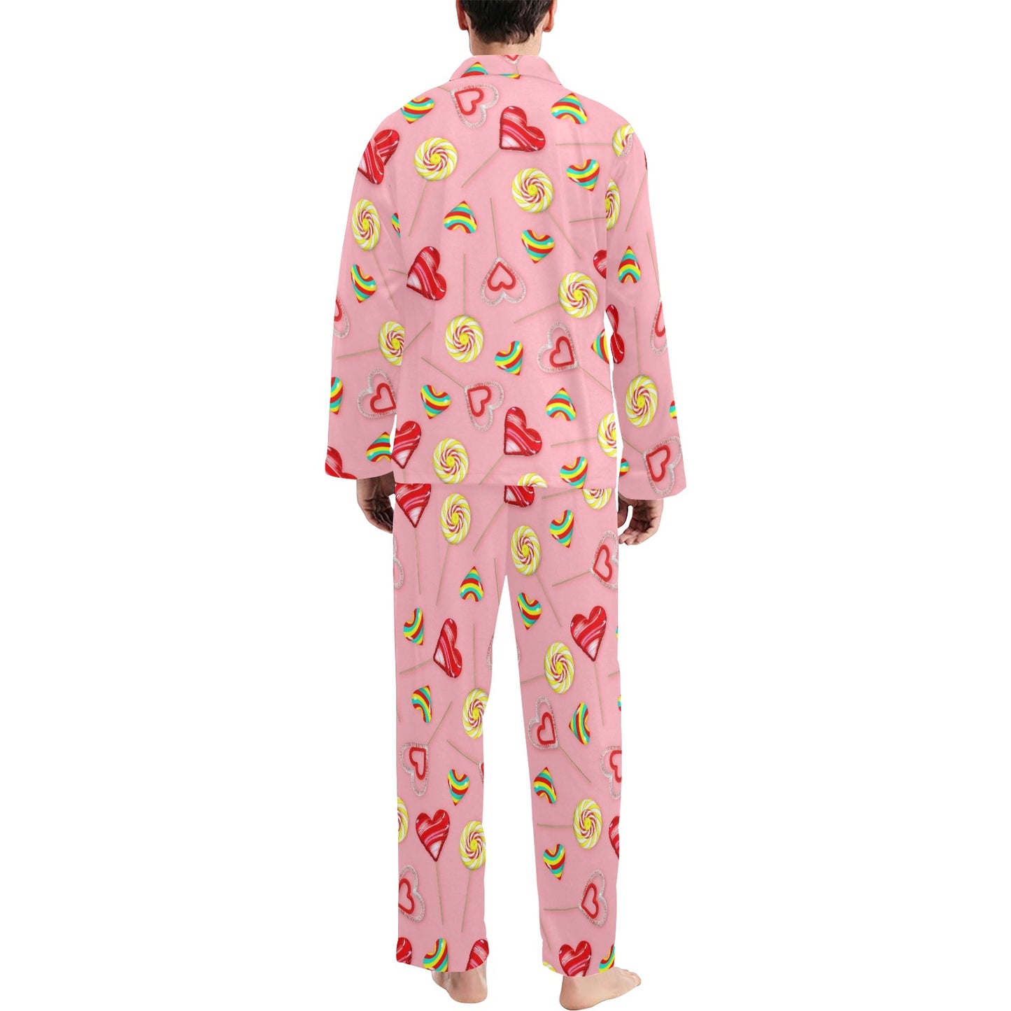 Lollipop Pattern Print Design LL05 Men's Long Pajama Set