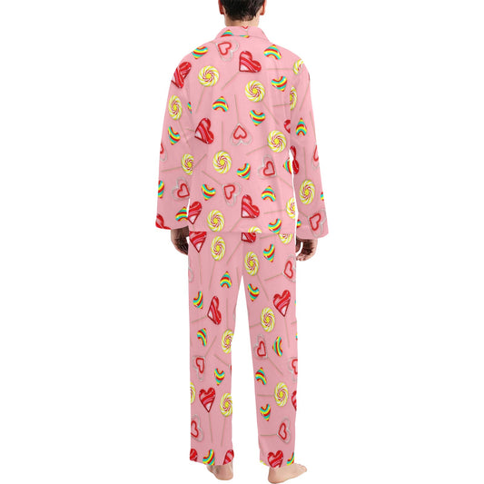 Lollipop Pattern Print Design LL05 Men's Long Pajama Set