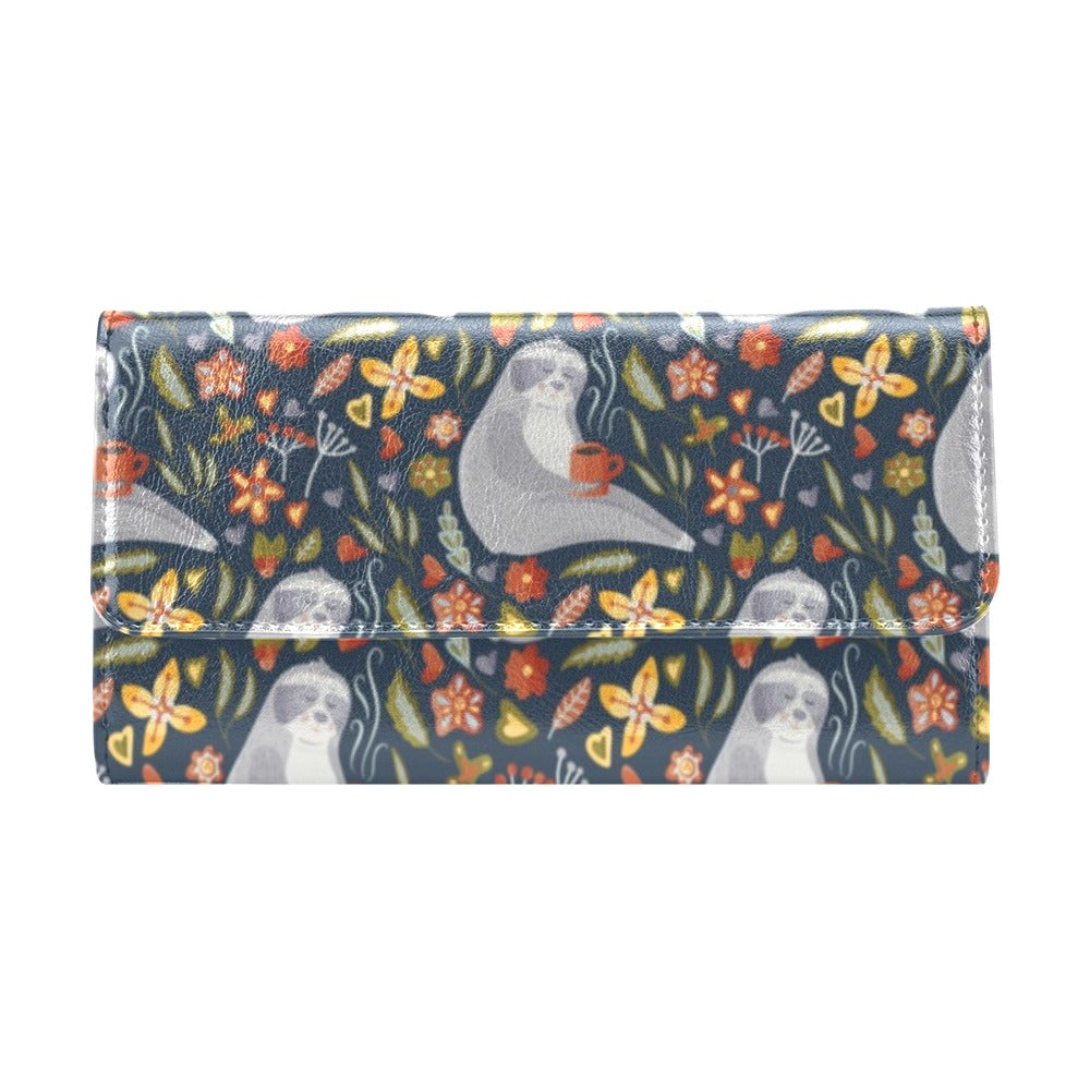 Sloth Print Design LKS303 Women's Trifold Wallet