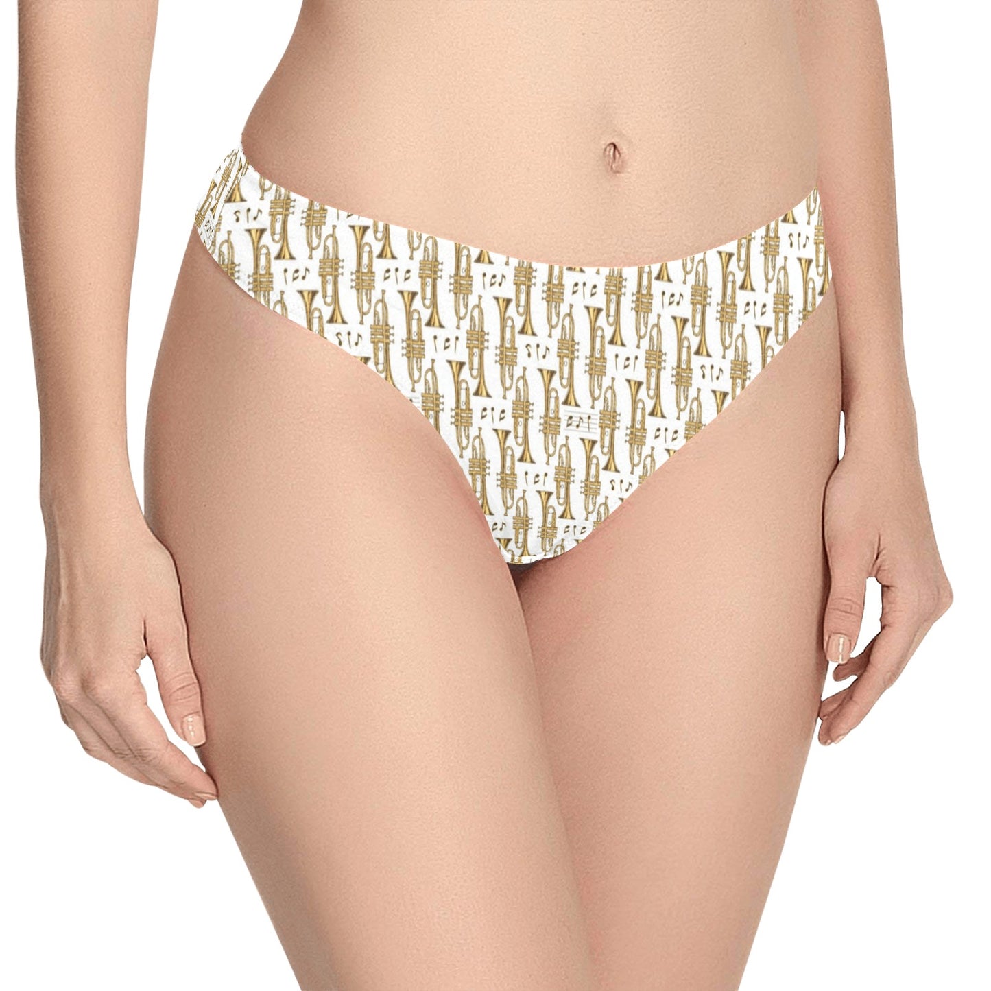 Trumpet with Music Note Print Women's Thongs