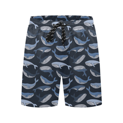 Whale Print Design LKS301 Men's Swim Trunks Beach Shorts
