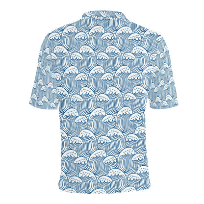 Wave Print Design LKS306 Men Polo Shirt