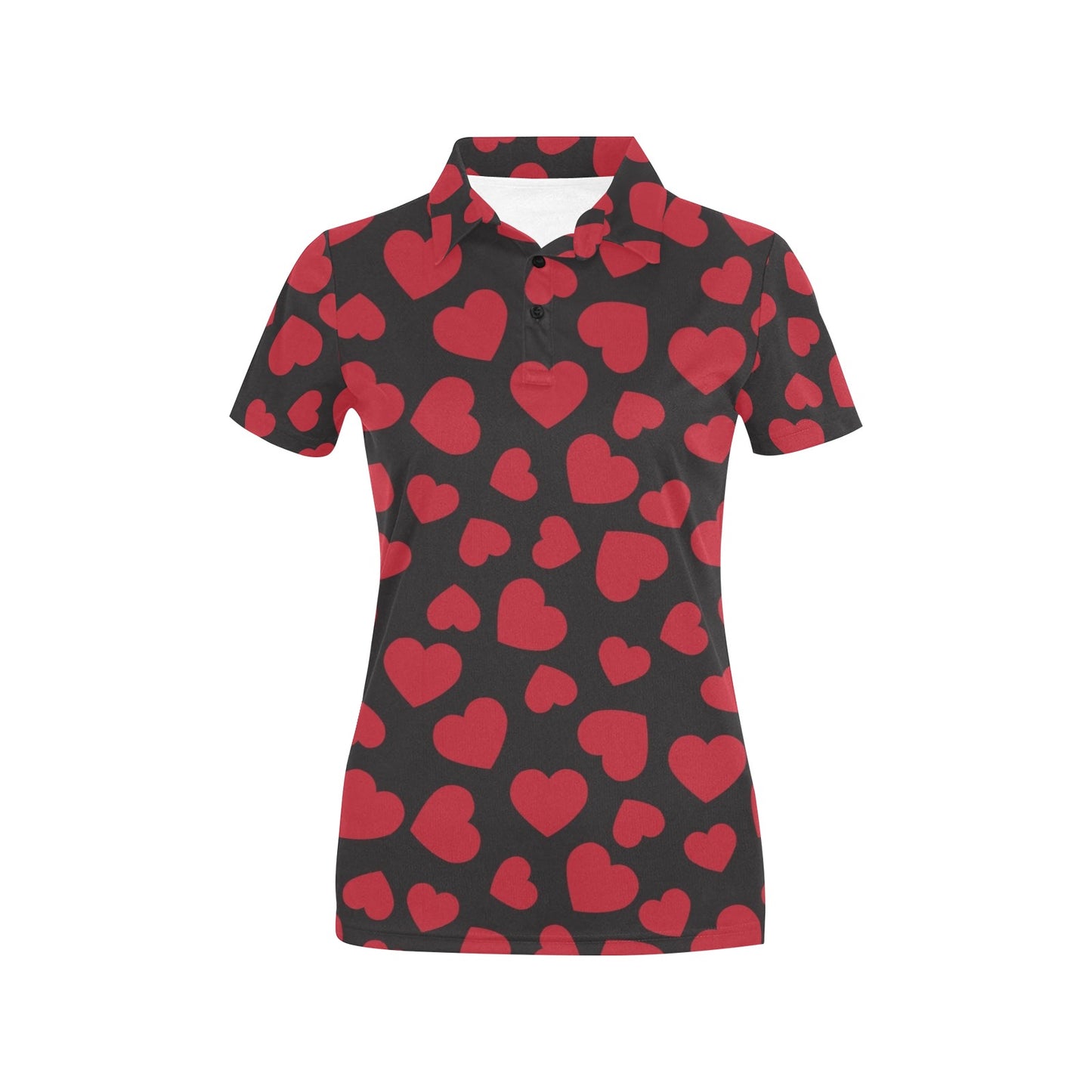 Heart Red Pattern Print Design HE01 Women's Polo Shirt