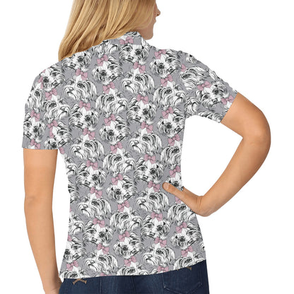 Maltese Pattern Print Design 01 Women's Polo Shirt