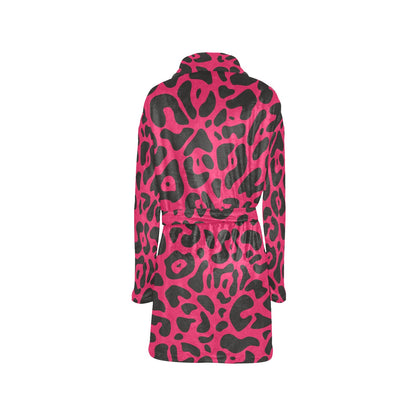 Cheetah Pink Print Pattern Women's Fleece Robe