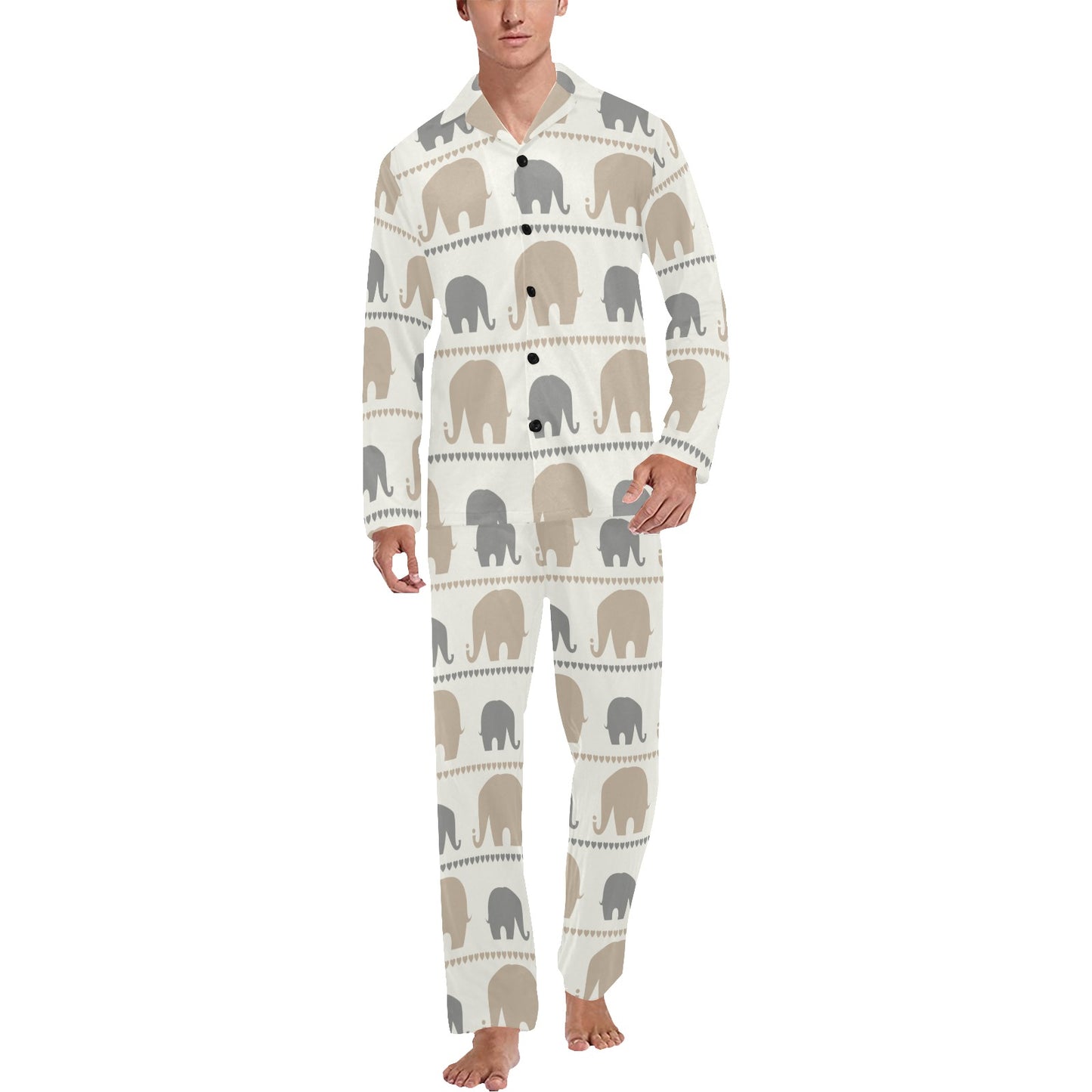 Elephant Cute Men's Long Pajama Set