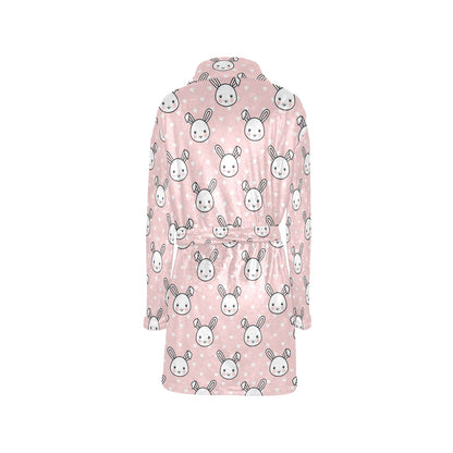 Rabbit Pattern Print Design RB02 Women's Fleece Robe