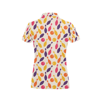 Bowling Pattern Print Design 06 Women's Polo Shirt