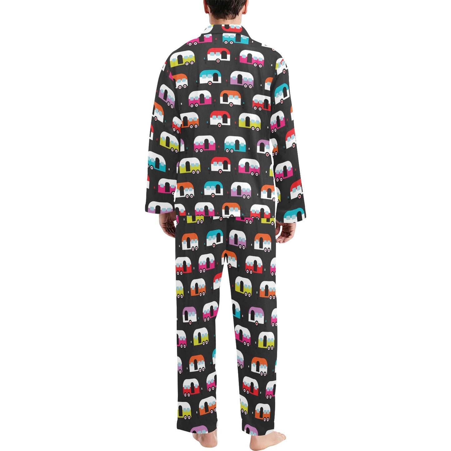 Camper Caravan Pattern Men's Long Pajama Set